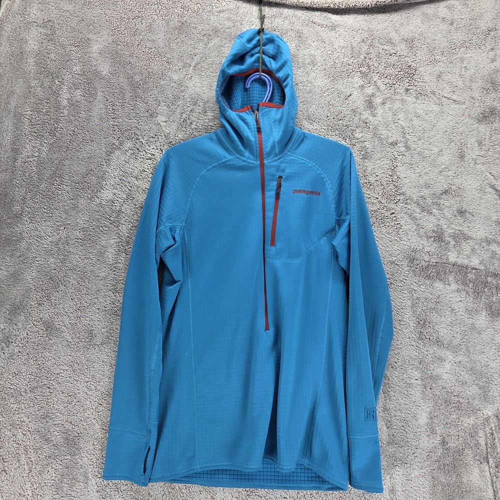 Patagonia Jacket Mens Medium Blue R1 Hoody Pullover Hooded Fleece